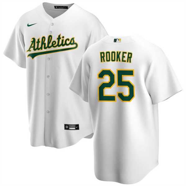 Mens Oakland Athletics #25 Brent Rooker White Cool Base Stitched Jersey Dzhi